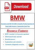 BMW Associate Level ASE Test 2026 &vert; Complete Practice Questions & Study Guide Answers &vert; Automotive Exam Prep