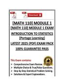 MATH 110 Module 1 Exam - Introduction to Statistics Portage Learning - Latest &lpar;26&sol;27&rpar; &lpar;PDF&rpar; 
