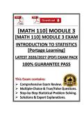 MATH 110 Module 3 Exam - Introduction to Statistics Portage Learning - Latest &lpar;26&sol;27&rpar; &lpar;PDF&rpar; 
