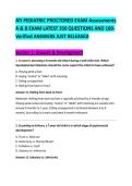 ATI PEDIATRIC PROCTORED EXAM Assessments &NewLine;A & B EXAM LATEST 350 QUESTIONS AND 100- &NewLine;Verified ANSWERS JUST RELEASED