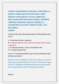 CUSECO EXAM NEWEST EXAM 2026 &vert; CERTIFIED U&period;S&period; &NewLine;EXPORT COMPLIANCE OFFICER EXAM &vert;&vert; MOST &NewLine;RECENT EXAM 2026&vert;2027 ACTUAL COMPLETE          &NewLine;REAL EXAM QUESTIONS AND CORRECT ANSWERS &NewLine;&lpar;VERIFIED ANSWERS&rpar; ALREADY GRADED A&plus; &vert; &NewLine;GUARANTEED SUCCESS&excl;&excl; NEWEST EXAM &vert;