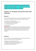 PN MENTAL HEALTH PROCTORED EXAM QUESTIONS AND &NewLine;ANSWERS ALREADY GRADED A&plus;&period; 100&percnt; Verified Solutions &vert; &NewLine;Updated Per Latest Guidelines &vert; Graded A&plus;