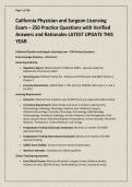 California Physician and Surgeon Licensing Exam &ndash; 250 Practice Questions with Verified Answers and
