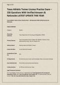 Texas Athletic Trainer License Practice Exam &ndash; 250 Questions With Verified Answers & Rationales LATEST