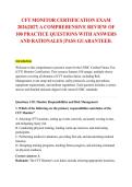CFT MONITOR CERTIFICATION EXAM &NewLine;2026&vert;2027&vert; A COMPREHENSIVE REVIEW OF &NewLine;100 PRACTICE QUESTIONS WITH ANSWERS &NewLine;AND RATIONALES &vert;PASS GUARANTEED&period;