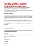 WESTCOTT MICROBIO FINAL EXAM 2026&sol;2027 &vert; QUESTIONS&comma; CORRECT ANSWERS & DETAILED RATIONALES