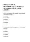 WGU D027 ADVANCED&NewLine;PATHOPHARMACOLOGY PRACTICE TEST&NewLine;ACTUAL QUESTIONS AND CORRECT&NewLine;ANSWERS