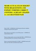 NR 606 ACTUAL EXAM 2026&sol;2027 &NewLine;WITH 300 QUESTIONS AND &NewLine;EXPERT-VERIFIED CORRECT &NewLine;ANSWERS &vert; ALREADY GRADED &NewLine;A&plus; &vert; GUARANTEED PASS