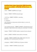 Certified Brain Injury Specialist &lpar;CBIS&rpar; Question&NewLine;and Answer &lbrack;2026&rsqb; &vert; UPDATED ACTUAL Exam &vert; A&plus;&NewLine;Verified&NewLine;