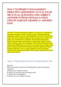 WGU C722 PROJECT MANAGEMENT &NewLine;OBJECTIVE ASSESSMENT ACTUAL EXAM &NewLine;300 ACTUAL QUESTIONS AND CORRECT &NewLine;ANSWERS WITH RATIONALE LATEST &NewLine;UPDATE ALREADY GRADED A&plus; ASSURED &NewLine;PASS