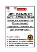 MATH 110 Module 7 Exam - Introduction to Statistics Portage Learning - Latest &lpar;26&sol;27&rpar; &lpar;PDF&rpar; 