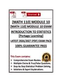 MATH 110 Module 10 Exam - Introduction to Statistics Portage Learning - Latest &lpar;26&sol;27&rpar; &lpar;PDF&rpar; 