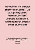 Introduction to Computer Science and Coding &ndash; Old 2026 &vert; Study Guide&comma; Practice Questions&comma; Answers&comma; Rationales & Exam Review