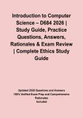 Introduction to Computer Science &ndash; D684 2026 &vert; Study Guide&comma; Practice Questions&comma; Answers&comma; Rationales & Exam Review