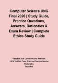 Computer Science UNG Final 2026 &vert; Study Guide&comma; Practice Questions&comma; Answers&comma; Rationales & Exam Review
