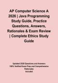 AP Computer Science A 2026 &vert; Java Programming Study Guide&comma; Practice Questions&comma; Answers&comma; Rationales & Exam Review