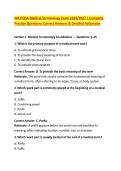 WA HOSA Medical Terminology Exam 2026&sol;2027 &vert; Complete &NewLine;Practice Questions&comma; Correct Answers & Detailed Rationales 