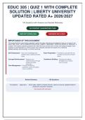 EDUC 305 Quiz 1 &vert; Educational Psychology Questions with Answers & Detailed Rationales &vert; Liberty University 2026&sol;27&NewLine;