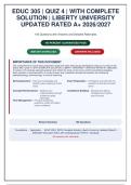 EDUC 305 Quiz 4 &vert; Educational Foundations Questions with Answers & Detailed Rationales &vert; Liberty University 2026&sol;27&NewLine;