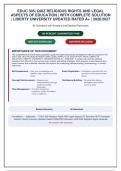 EDUC 305 Religious Rights & Legal Aspects &vert; Questions with Answers & Detailed Rationales &vert; Liberty University NEW&excl;&NewLine;