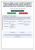 SPHE 421 Week 3 Quiz &vert; Upper Extremity Questions with Answers & Detailed Rationales &vert; American Military University 2026&sol;27&NewLine;