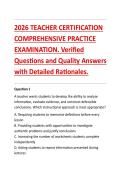 2026 TEACHER CERTIFICATION &NewLine;COMPREHENSIVE PRACTICE &NewLine;EXAMINATION&period; Verified &NewLine;Questions and Quality Answers &NewLine;with Detailed Rationales&period;