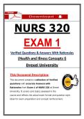 NURS 320 Exam 1 &ndash; Health and Illness Concepts I &lpar;Latest 2026 &sol; 2027&rpar; Actual Questions & Answers with Rationales &lpar;Drexel&rpar; 100&percnt; Guarantee Pass