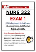 NURS 322 Exam 1 &ndash; Mental Health Nursing &lpar;Latest 2026 &sol; 2027&rpar; Actual Questions & Answers with Rationales &lpar;Drexel&rpar; 100&percnt; Guarantee Pass