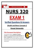 NURS 320 Exam 1 Drexel Health and Illness Concepts I &lpar;Latest 2026&sol;2027 Update&rpar; Actual Questions & Answers &lpar;A&plus; Guarantee&rpar;