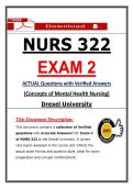 NURS 322 Exam 2 Drexel Concepts of Mental Health Nursing &lpar;Latest 2026&sol;2027 Update&rpar; Actual Questions & Answers &lpar;A&plus; Guarantee&rpar;