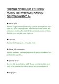 FORENSIC PSYCHOLOGY 5TH EDITION&NewLine;ACTUAL TEST PAPER QUESTIONS AND&NewLine;SOLUTIONS GRADED A&plus;&NewLine;