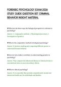 FORENSIC PSYCHOLOGY EXAM 2026&NewLine;STUDY GUIDE QUESTION SET CRIMINAL&NewLine;BEHAVIOR INSIGHT MATERIAL&NewLine;