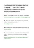 FOUNDATIONS FOR POPULATION HEALTH IN&NewLine;COMMUNITY 3 2026 CERTIFICATION&NewLine;EVALUATION TEST PAPER QUESTIONS&NewLine;SOLUTIONS GRADED A PLUS&NewLine;