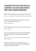 FOUNDATIONS FOR POPULATION HEALTH IN&NewLine;COMMUNITY 2026 STUDY GUIDE REVISION&NewLine;SHEET CORE CONCEPT BREAKDOWN&NewLine;