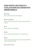HUMAN ANATOMY AND PHYSIOLOGY 2&NewLine;ACTUAL EXAM PAPER 2026 QUESTIONS WITH&NewLine;ANSWERS GRADED A&plus;&NewLine;