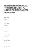 HUMAN ANATOMY AND PHYSIOLOGY 2&NewLine;COMPREHENSIVE EXAM 2026 FULL&NewLine;QUESTIONS AND CORRECT ANSWERS&NewLine;ALREADY PASSED&NewLine;