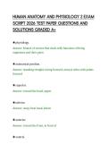 HUMAN ANATOMY AND PHYSIOLOGY 2 EXAM&NewLine;SCRIPT 2026 TEST PAPER QUESTIONS AND&NewLine;SOLUTIONS GRADED A&plus;