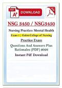 NSG 3450 Mental Health Exam 1 Q&A &lpar;PDF&rpar; &vert; 2026 &vert; Galen Nursing
