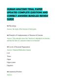 HUMAN ANATOMY FINAL PAPER&NewLine;UPDATED COMPLETE QUESTIONS AND&NewLine;CORRECT ANSWERS BUNDLED REVIEW&NewLine;GUIDE&NewLine;