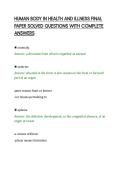 HUMAN BODY IN HEALTH AND ILLNESS FINAL&NewLine;PAPER SOLVED QUESTIONS WITH COMPLETE&NewLine;ANSWERS&NewLine;