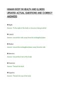 HUMAN BODY IN HEALTH AND ILLNESS&NewLine;UPDATED ACTUAL QUESTIONS AND CORRECT&NewLine;ANSWERS&NewLine;