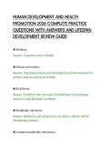 HUMAN DEVELOPMENT AND HEALTH&NewLine;PROMOTION 2026 COMPLETE PRACTICE&NewLine;QUESTIONS WITH ANSWERS AND LIFESPAN&NewLine;DEVELOPMENT REVIEW GUIDE&NewLine;