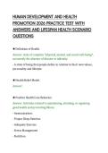 HUMAN DEVELOPMENT AND HEALTH&NewLine;PROMOTION 2026 PRACTICE TEST WITH&NewLine;ANSWERS AND LIFESPAN HEALTH SCENARIO&NewLine;QUESTIONS&NewLine;