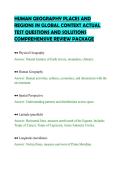 HUMAN GEOGRAPHY PLACES AND&NewLine;REGIONS IN GLOBAL CONTEXT ACTUAL&NewLine;TEST QUESTIONS AND SOLUTIONS&NewLine;COMPREHENSIVE REVIEW PACKAGE&NewLine;