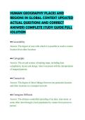 HUMAN GEOGRAPHY PLACES AND&NewLine;REGIONS IN GLOBAL CONTEXT UPDATED&NewLine;ACTUAL QUESTIONS AND CORRECT&NewLine;ANSWERS COMPLETE STUDY GUIDE FULL&NewLine;SOLUTION&NewLine;