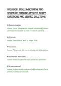 WGU D081 TASK 2 INNOVATIVE AND&NewLine;STRATEGIC THINKING UPDATED SCRIPT&NewLine;QUESTIONS AND VERIFIED SOLUTIONS