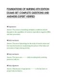 FOUNDATIONS OF NURSING 8TH EDITION&NewLine;EXAMS SET COMPLETE QUESTIONS AND&NewLine;ANSWERS EXPERT VERIFIED&NewLine;
