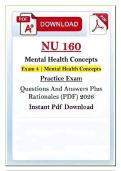 NU 160 Mental Health &lpar;PDF&rpar; &vert; 2026 Exam Prep Bundle &vert; Galen &vert; Q&A 