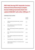 NMC Adult Nursing OSCE September Sessions &NewLine;Advanced Clinical Reasoning & Complex &NewLine;Decision-Making Examination Bank V2&period;0 &NewLine;updated 2026&sol;2027 well written 100&percnt;pass &excl;&excl;&excl;