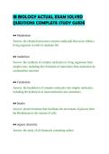 IB BIOLOGY ACTUAL EXAM SOLVED&NewLine;QUESTIONS COMPLETE STUDY GUIDE